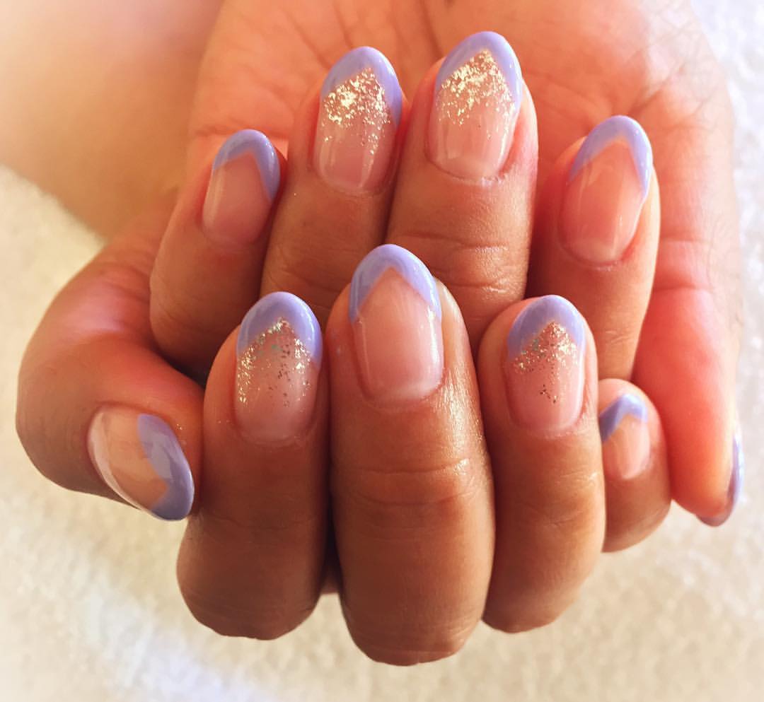 French tips and ombre glitter nails