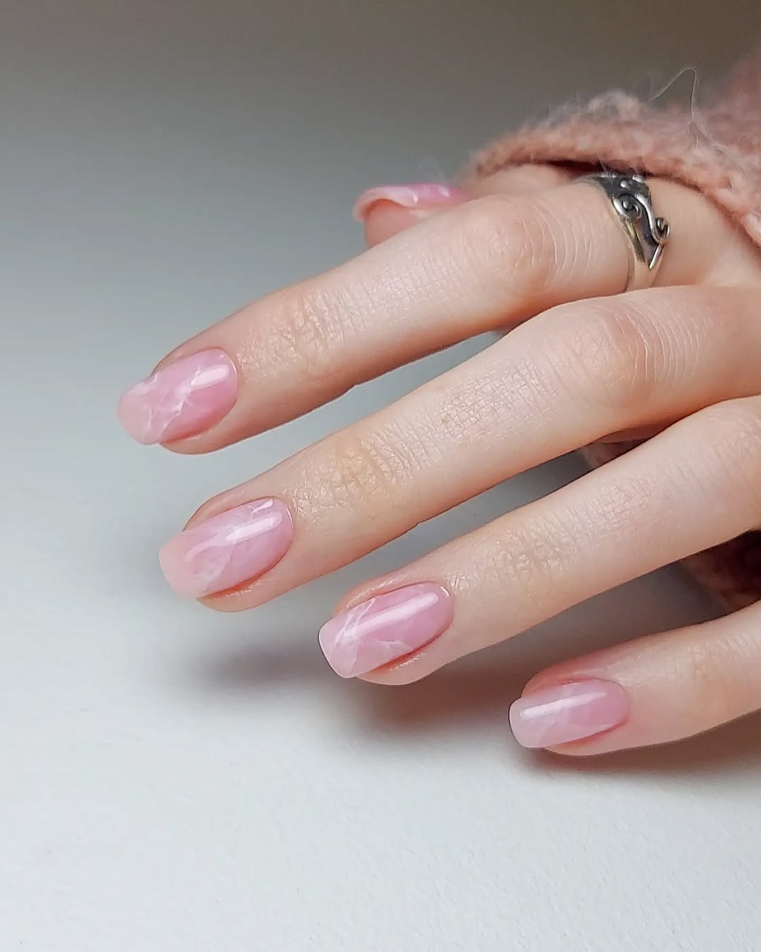 Nude rose quartz ombre nails