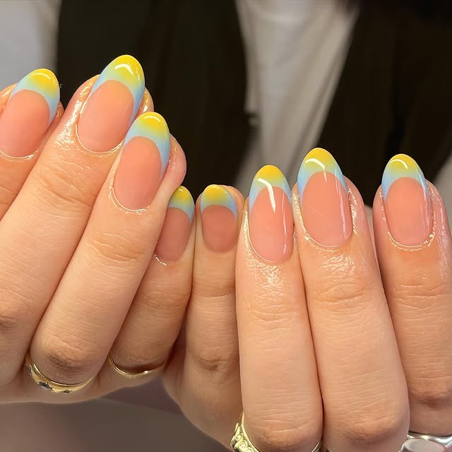 High shine soft blend French ombre nails