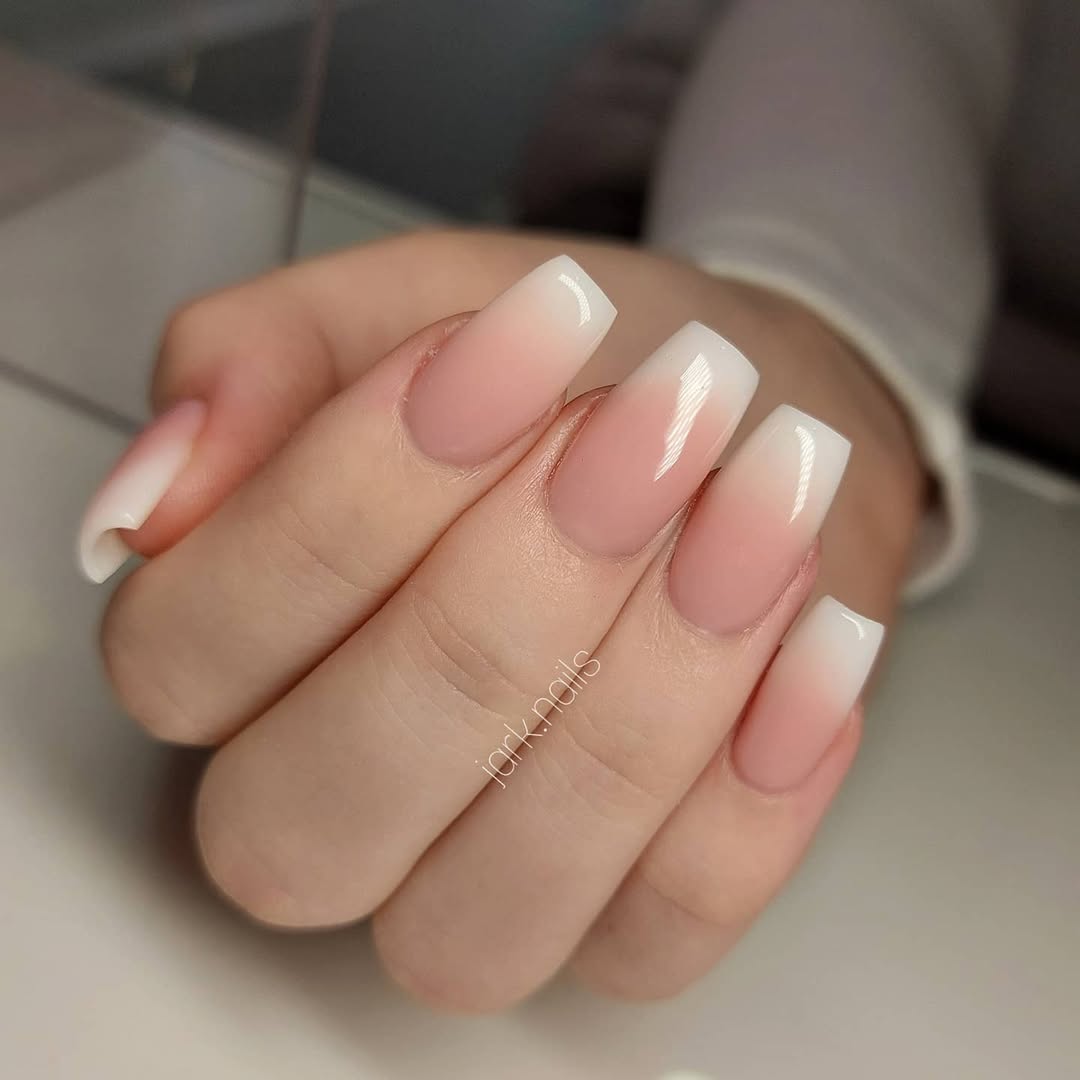 Natural French coffin ombre nails