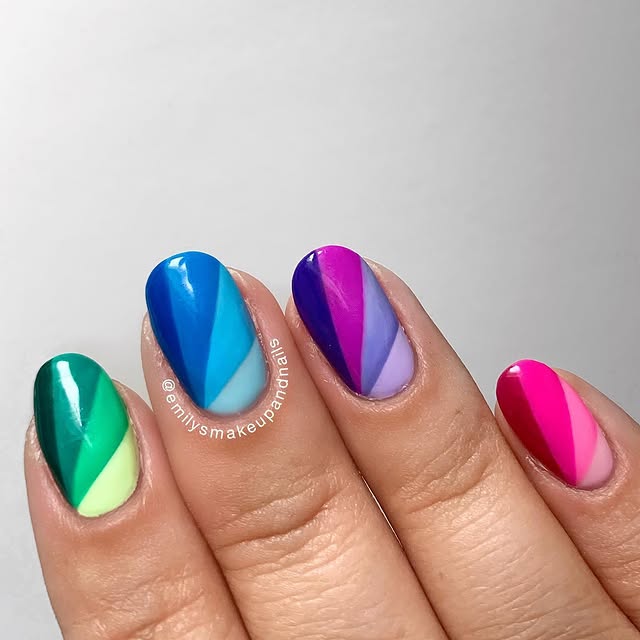 Abstract rainbow gel ombre nails