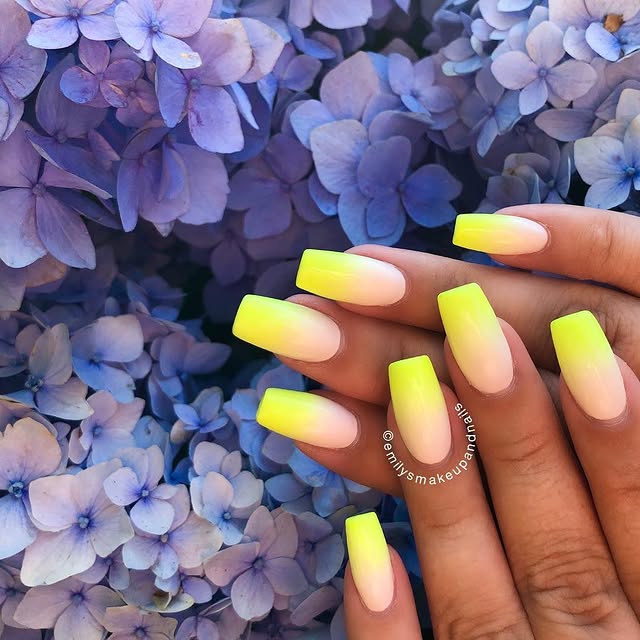 Neon yellow ombre nails