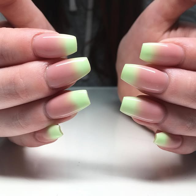 French style neon ombre nails