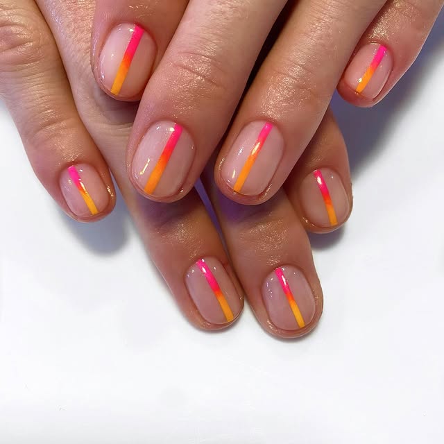 High shine orange ombre nails