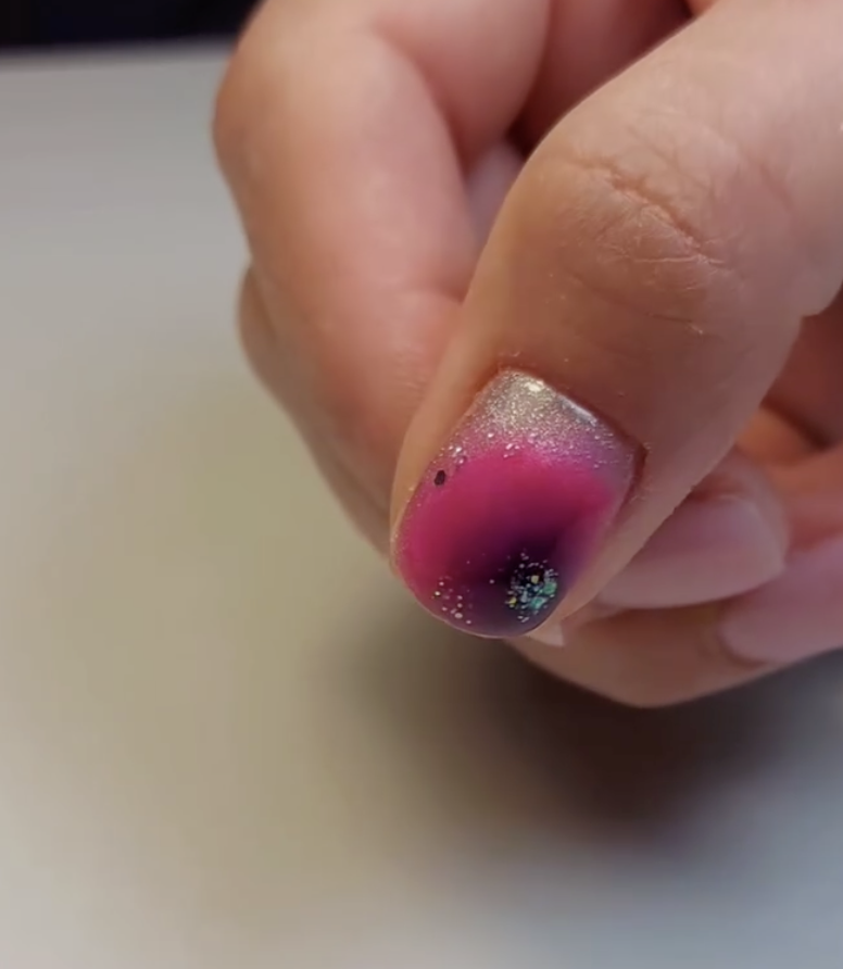 High shine aura ombre nails