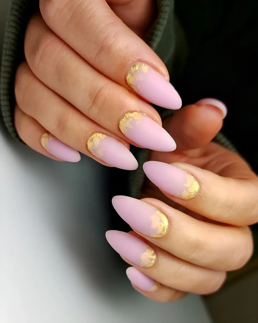 Matte ombre nails with gold foil
