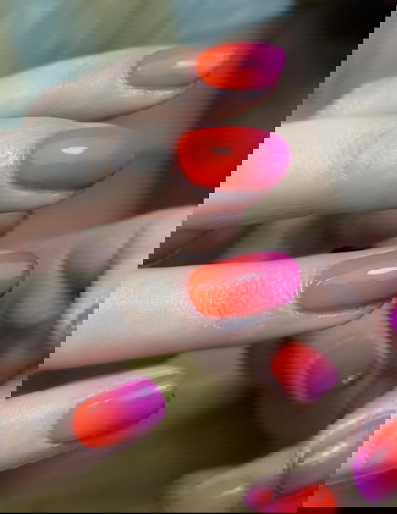 orange and purple ombre nails