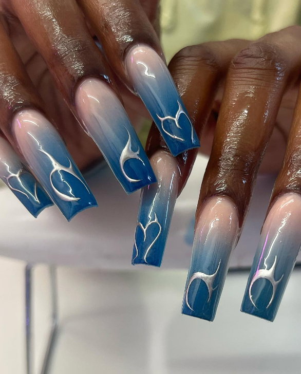 blue ombre nails