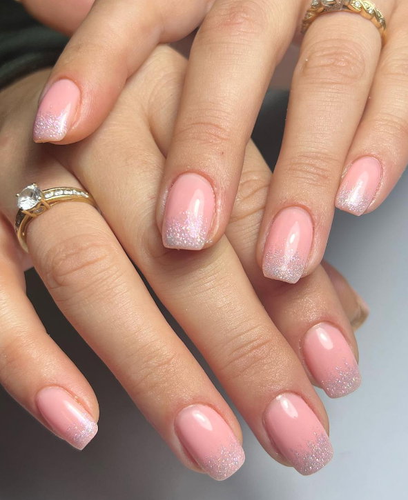 ombre glitter wedding nails