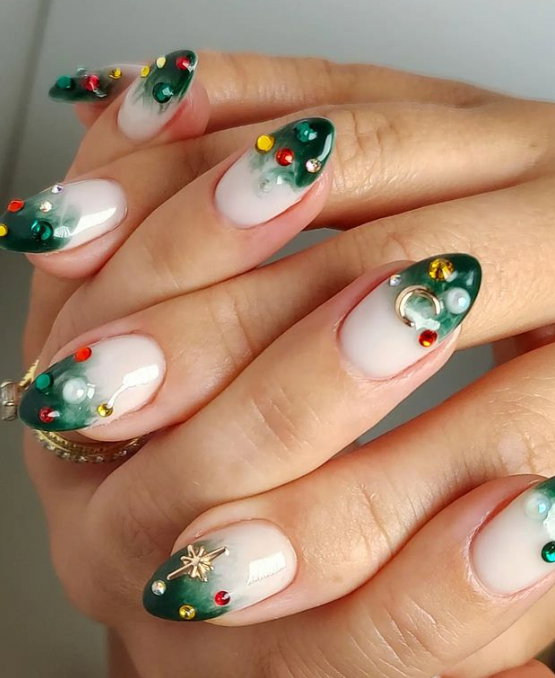 ombre nails with charms