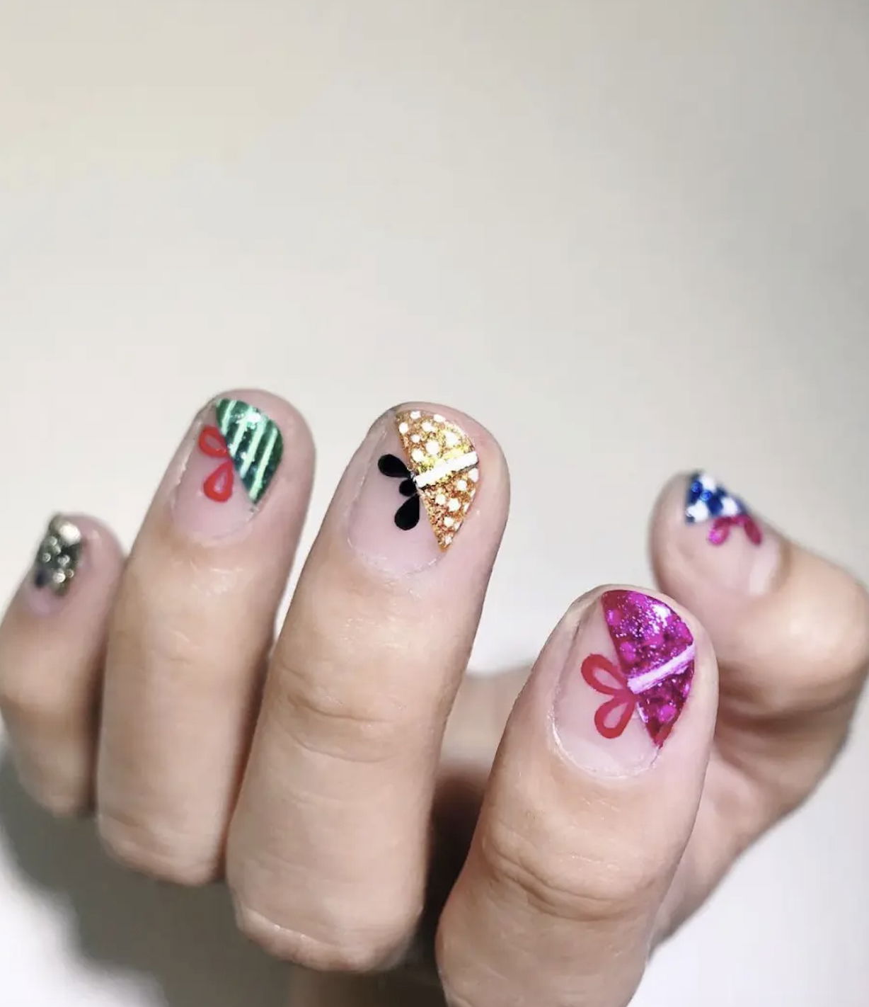 Christmas French tip nails