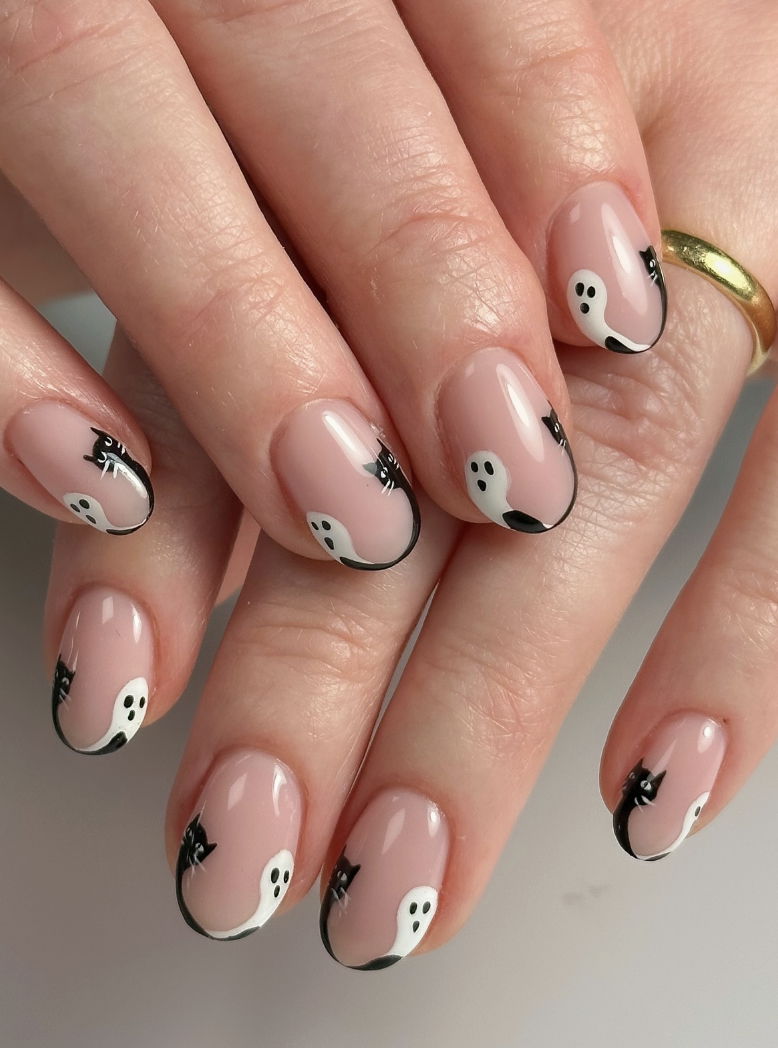 Halloween French tip nails