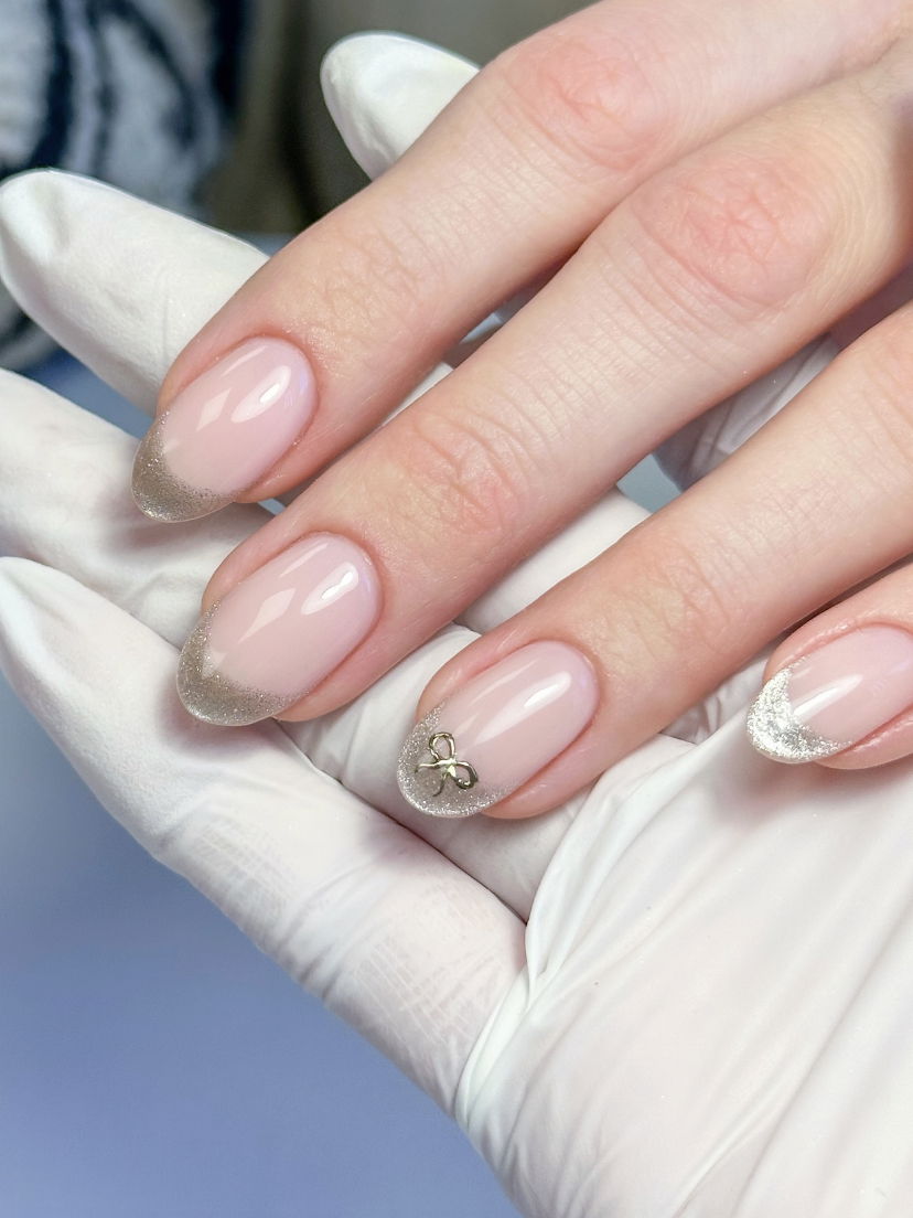 Shimmer box French tip nails