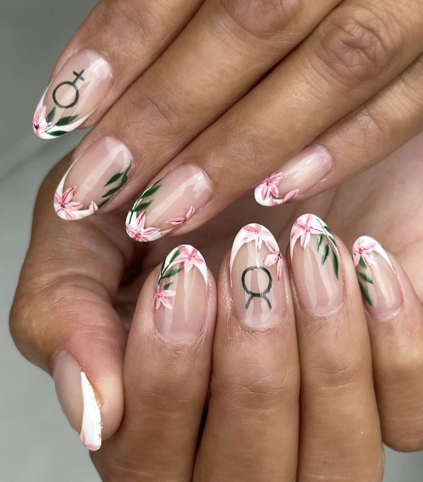 Spring flower French tips