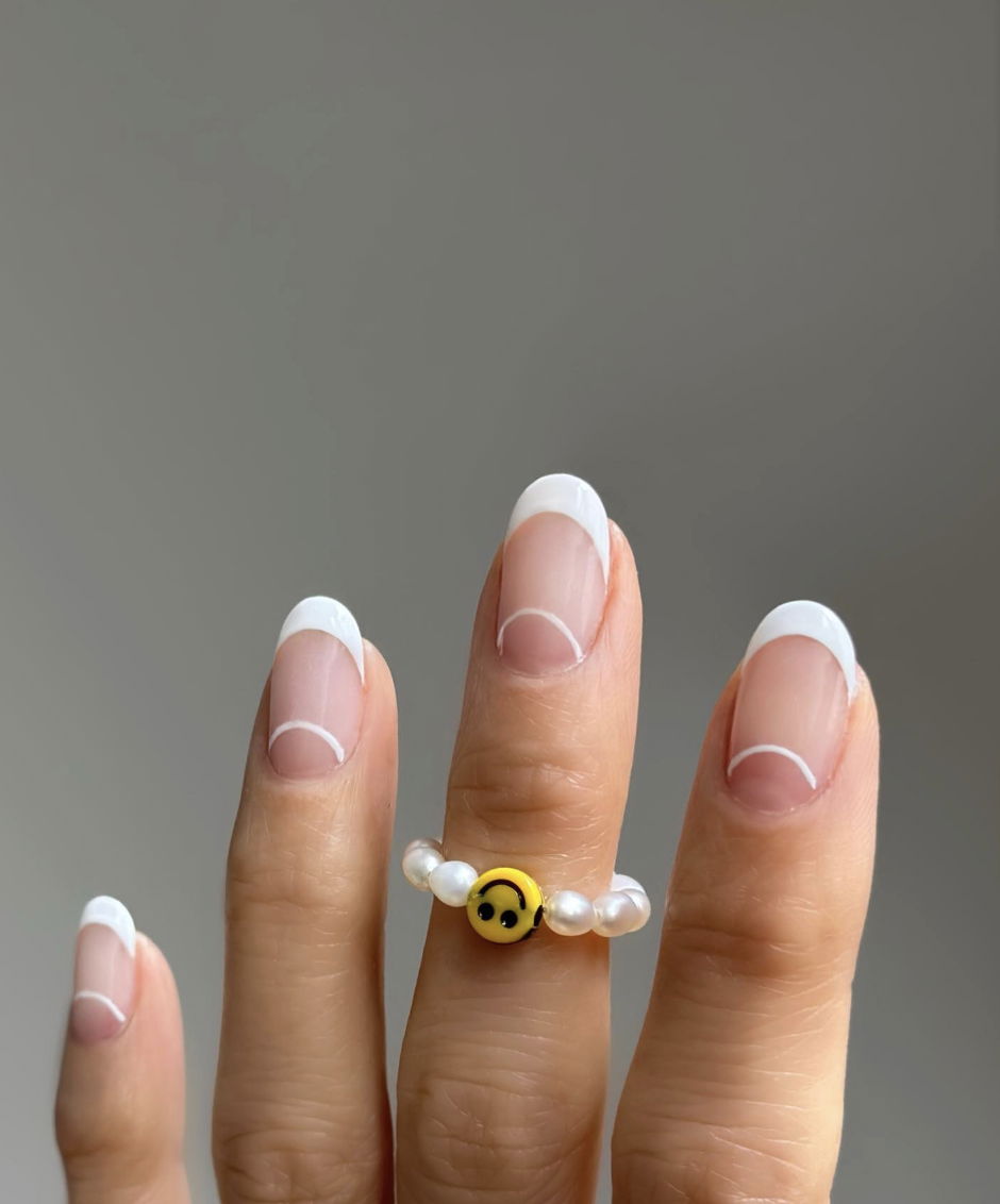 White double French tip nails