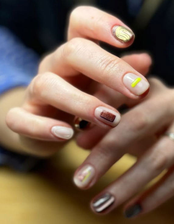 nude mix and match nails