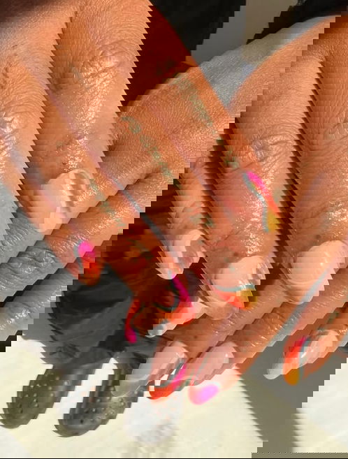 barbie pink and orange nails