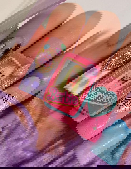 acrylic 3d barbie nails