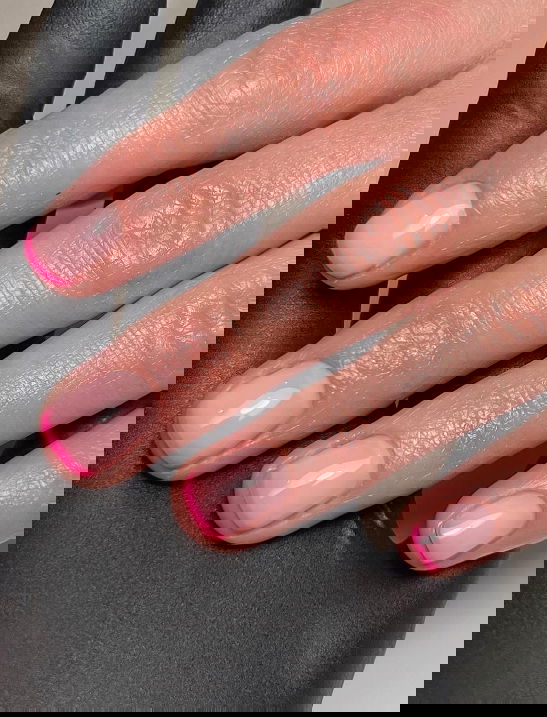 barbie micro french tip nails