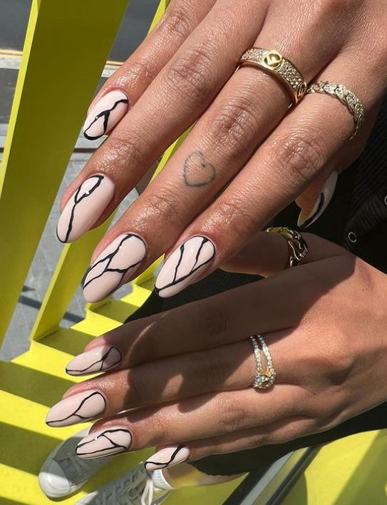 black and nude nails