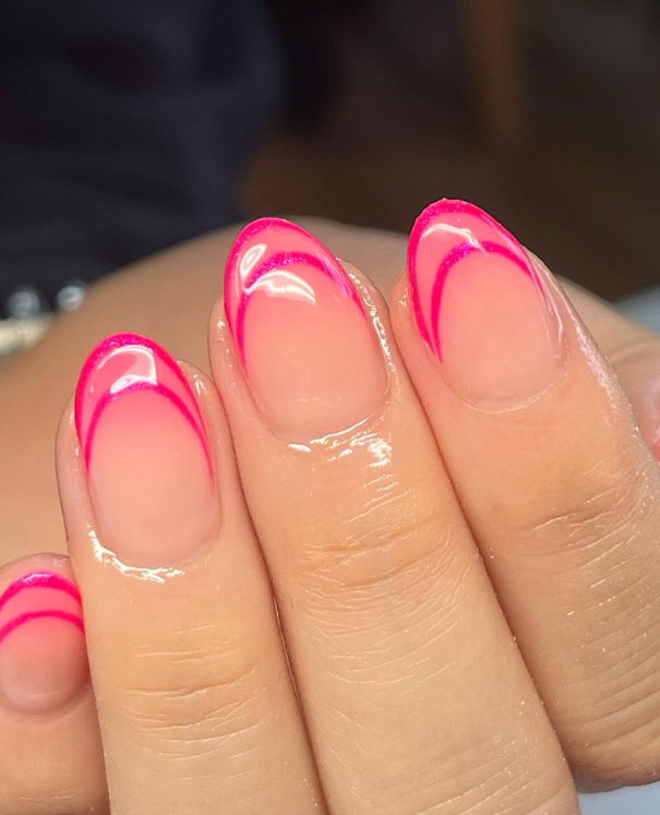 double french tip glitter nails