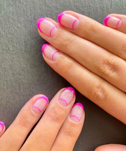 french tip and crescent moon glazed donut nails