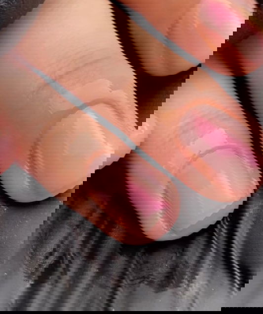 light pink glazed donut short nails