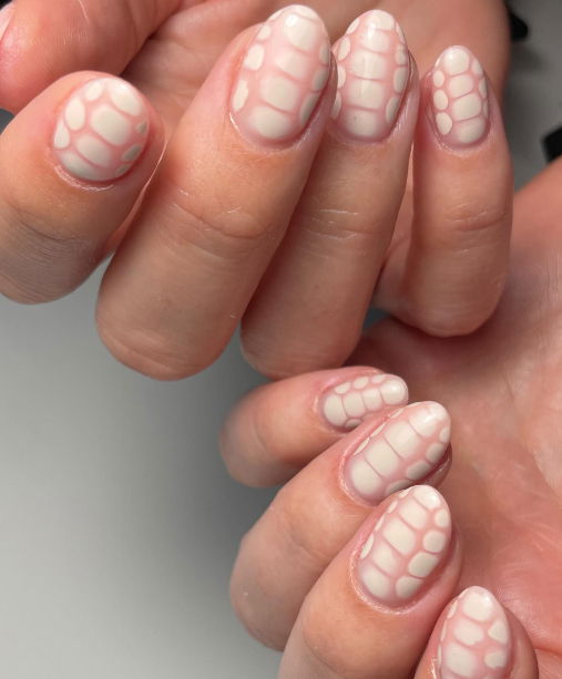 nude croc print nails