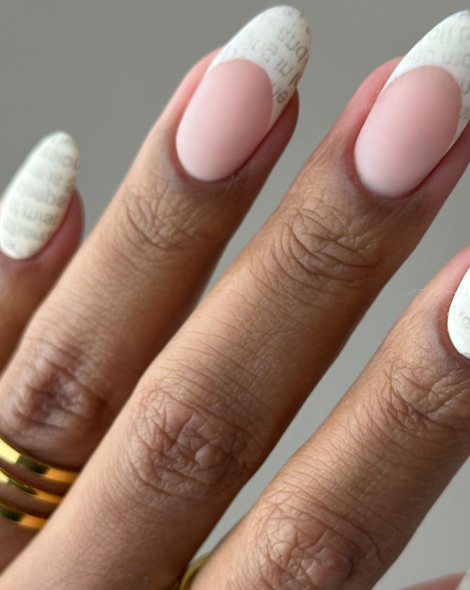 nude french tip nails