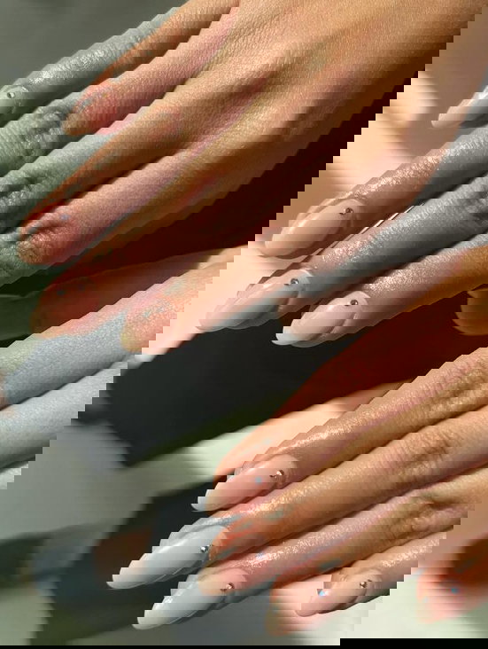 nude nails with gems