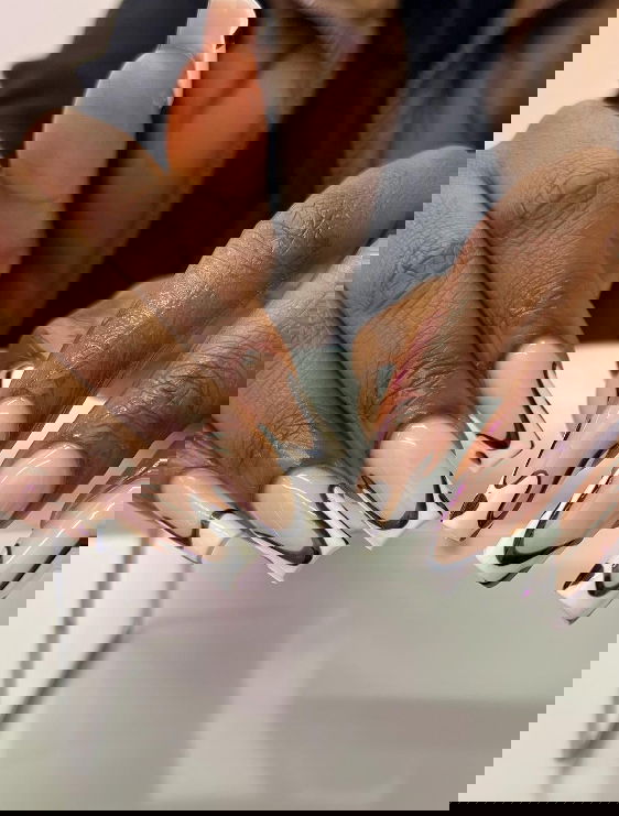 nude white and black nails