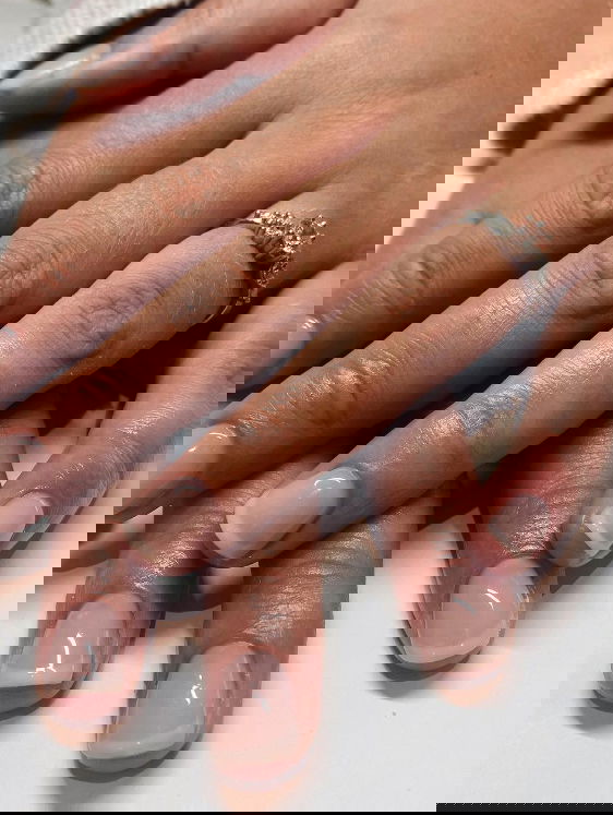 two tone french nude nails