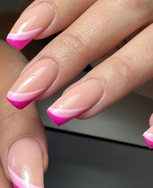 two tone pink swirl nails