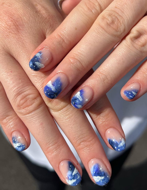 short ombre sky nails