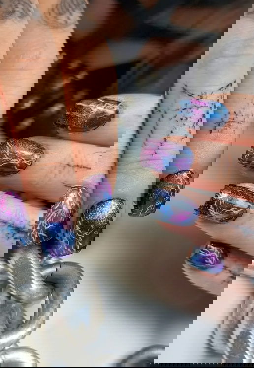 dark purple shimmer nails