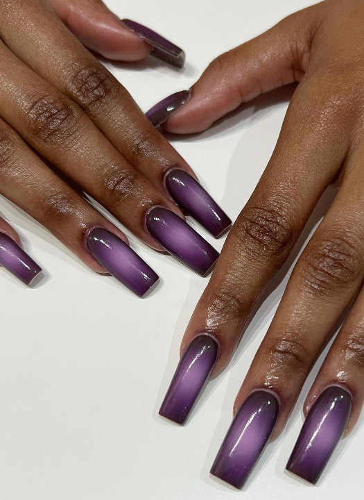 black and purple aura nails