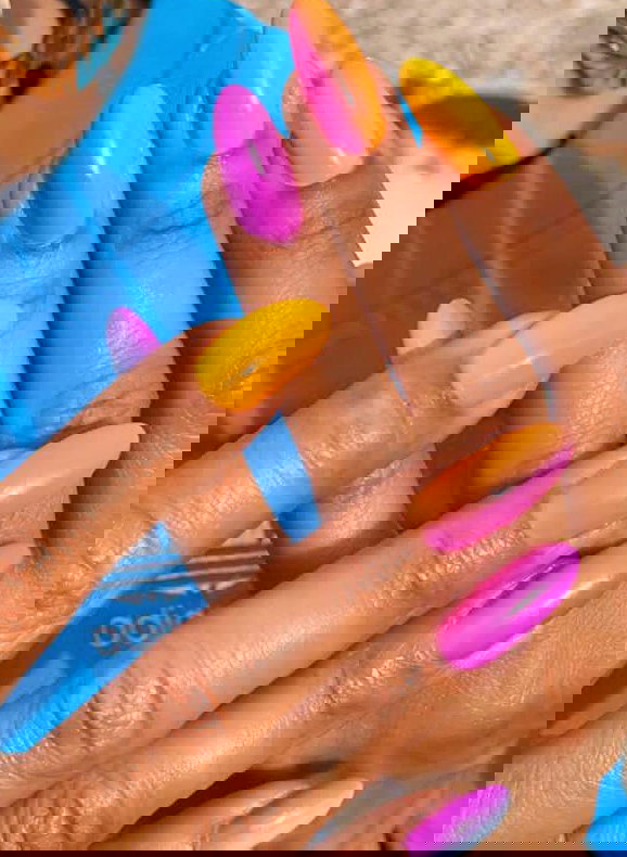 orange and purple ombre nails