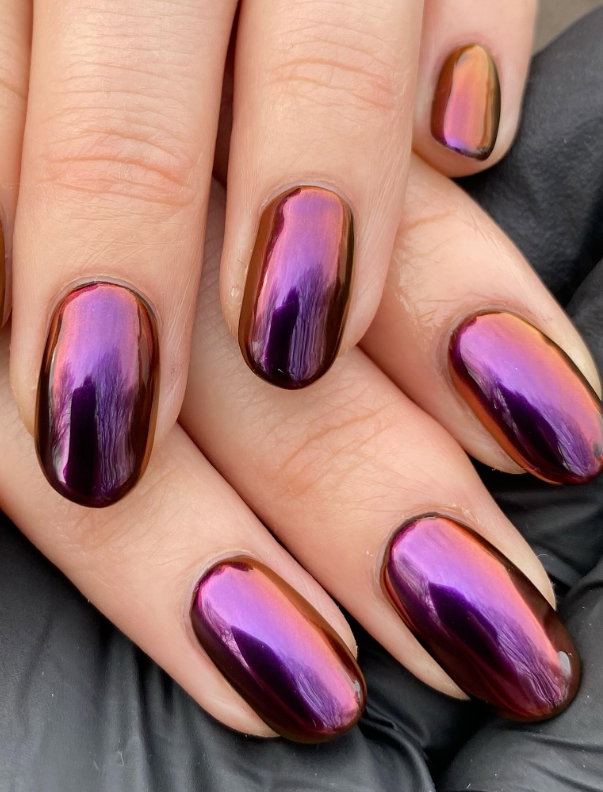 plum chrome nails