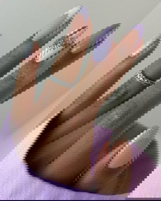 purple and silver christmas present nails sadie