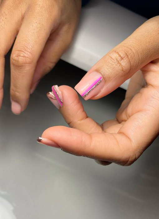 purple and silver nails