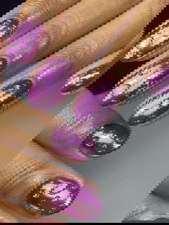 purple chrome wet look nails tammy
