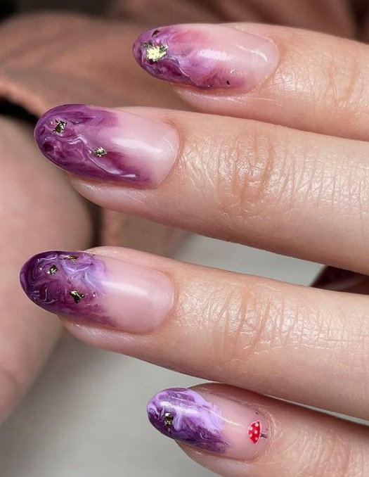 purple marble ombre nails