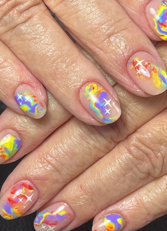 purple rainbow nails