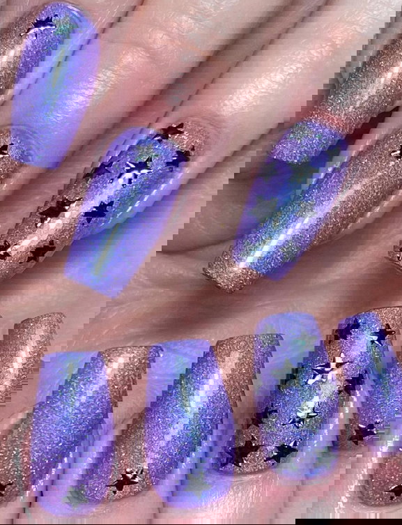 purple with black stars