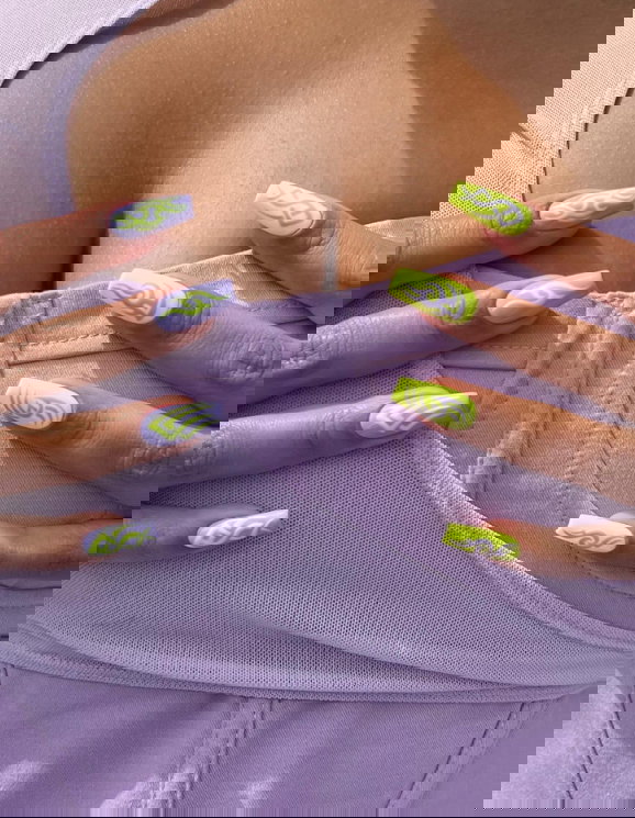 yellow and purple matte nails