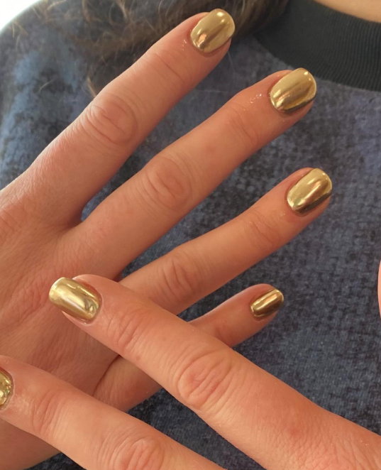 gold chrome nails
