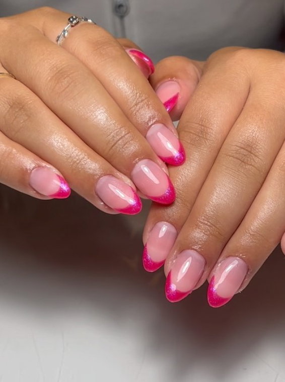 pink chrome french tips gloss surrey