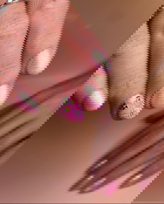 pink panther almond nails