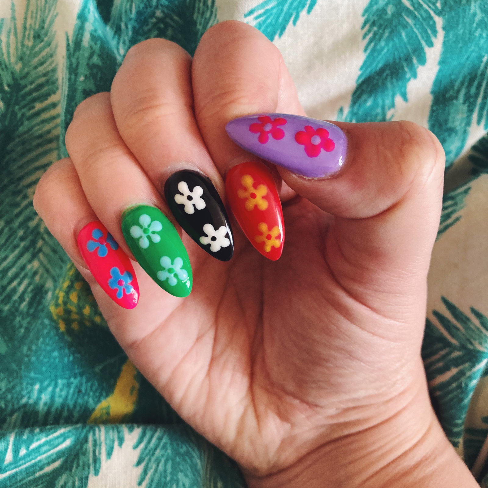 Journalist Annie Walton Doyle shows her flowery nails
