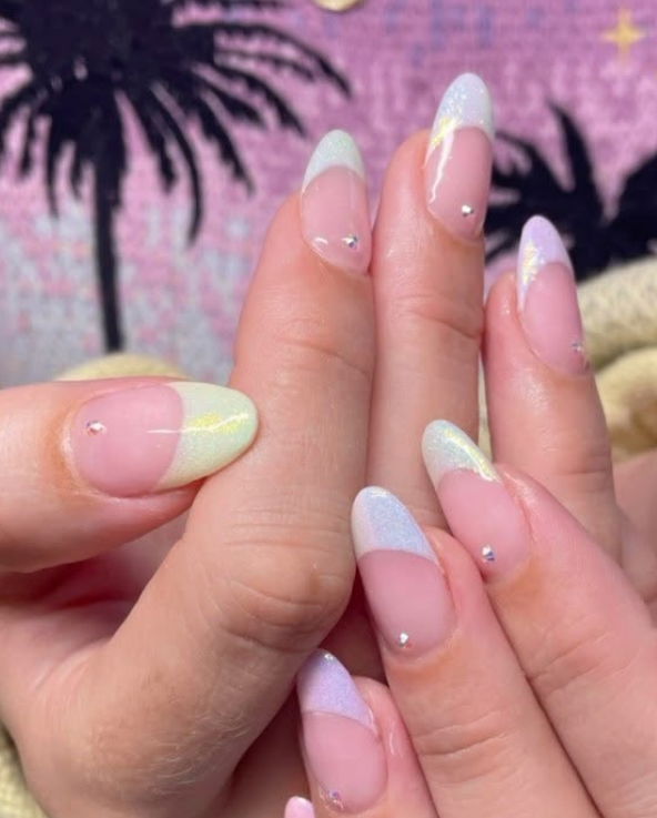 pastel french tip nails